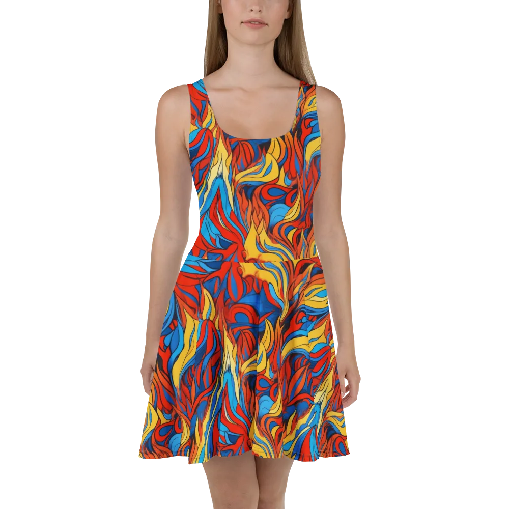 Ember Foliage on Skater Dress — Front
