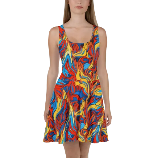 Ember Foliage on a Skater Dress
