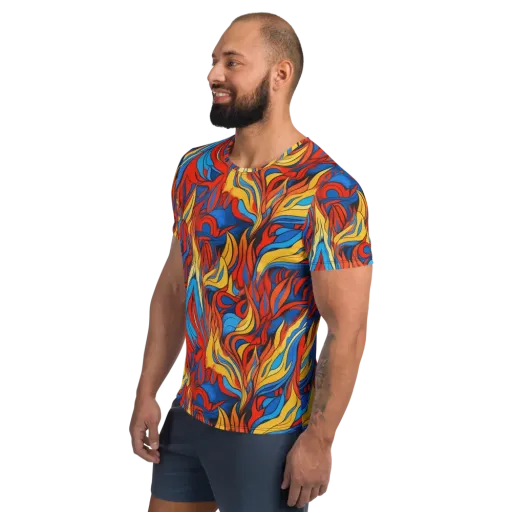 Ember Foliage on a Men's Athletic T-Shirt