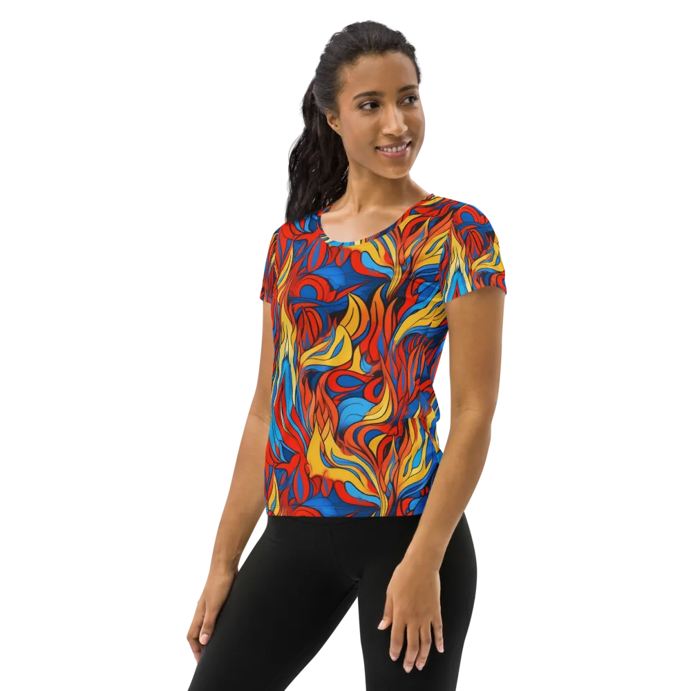 Ember Foliage on Women's Athletic T-Shirt — Left