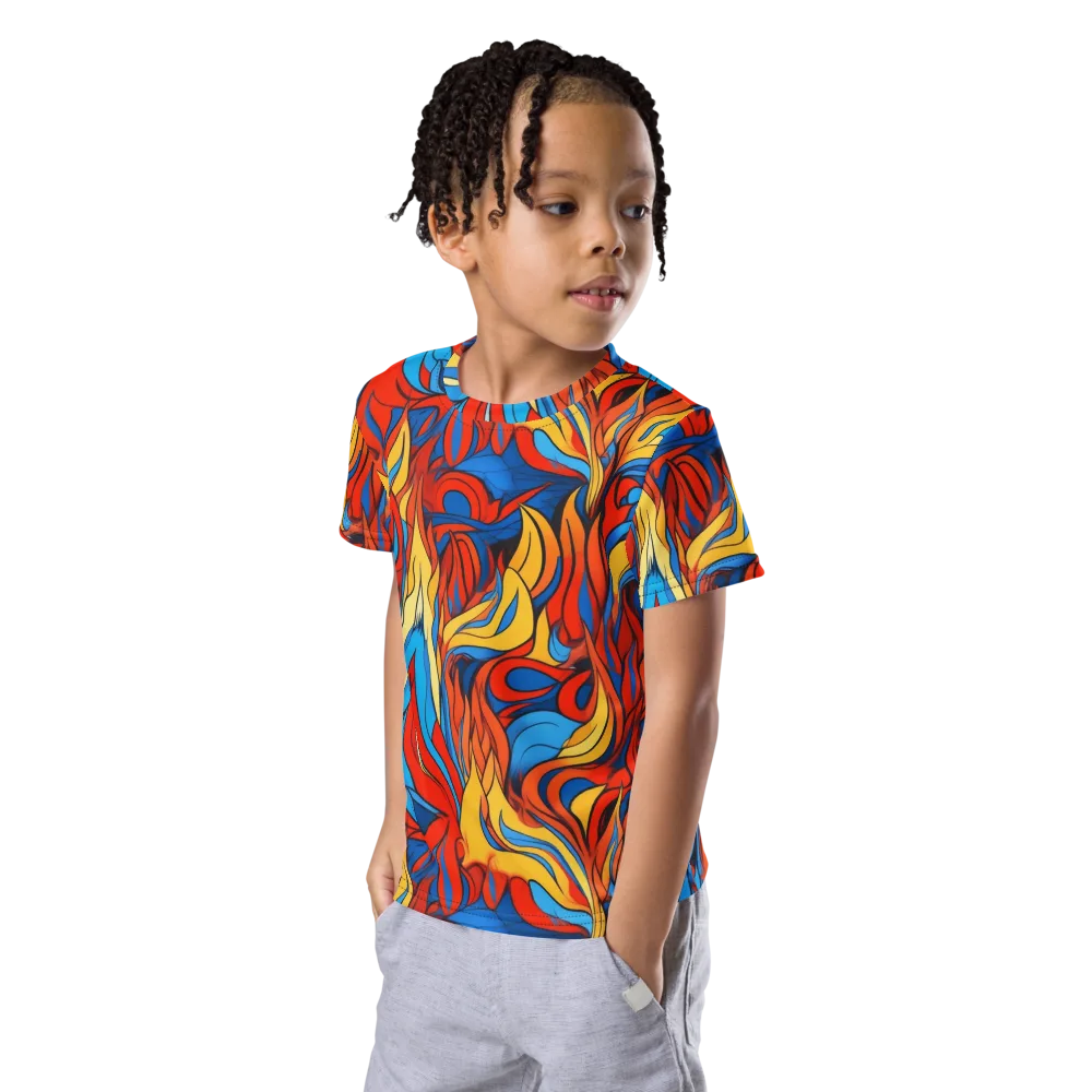 Ember Foliage on Kids Crew Neck T-Shirt — Left Front