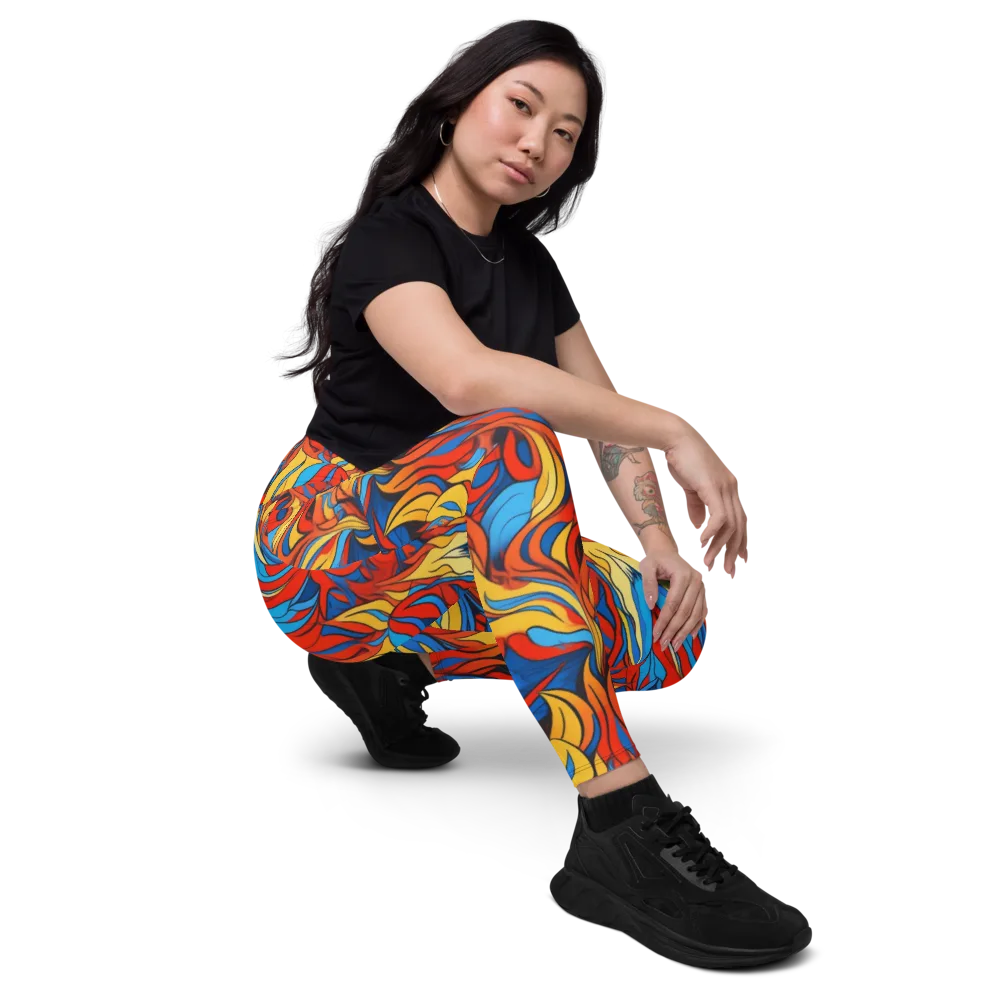 Ember Foliage on Leggings with Pockets — Right Front