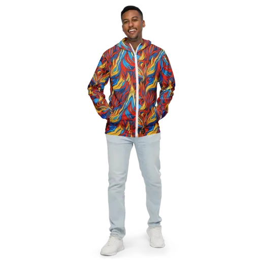Ember Foliage on a Men's Windbreaker