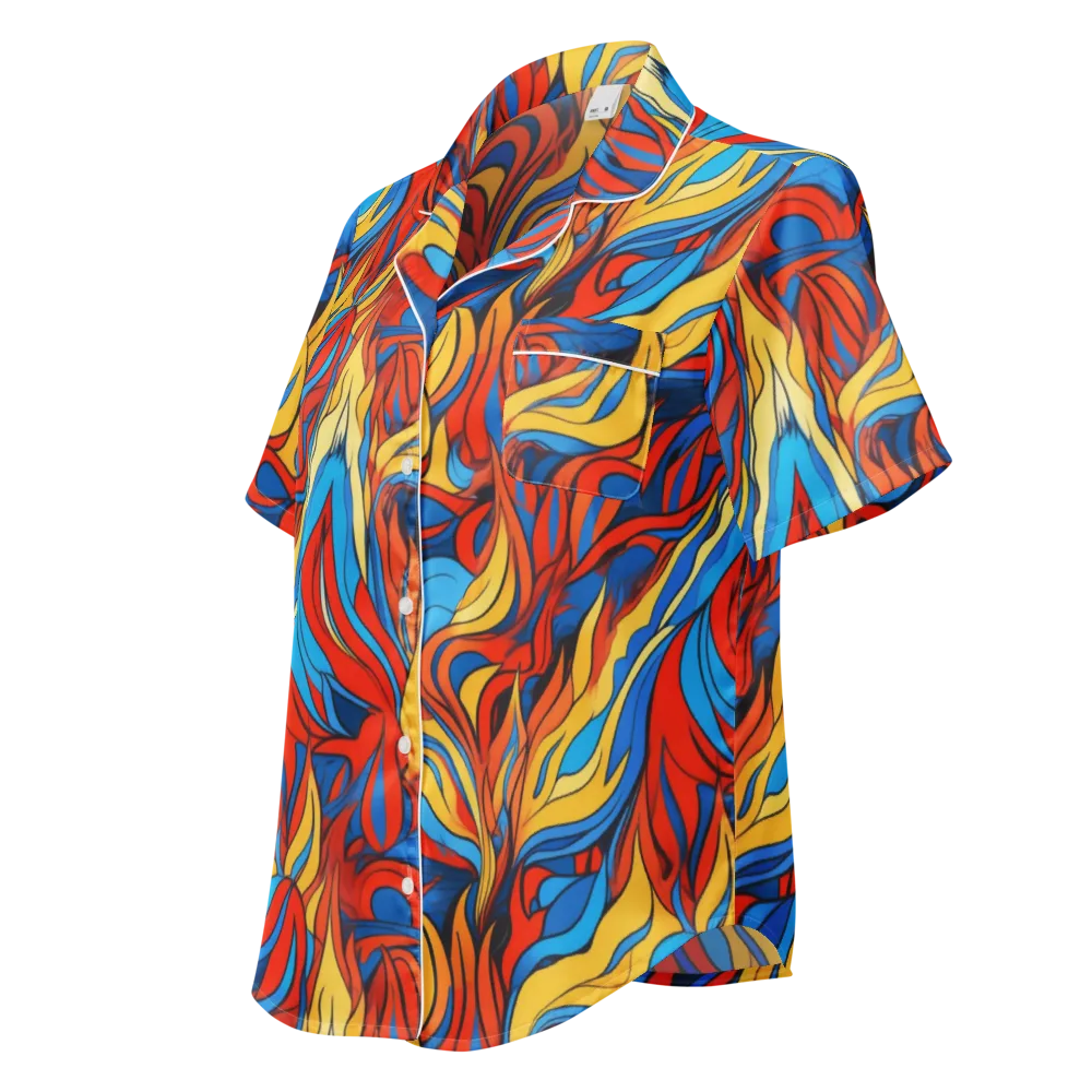 Ember Foliage on Women's Short Sleeve Pajama Top — Left Front
