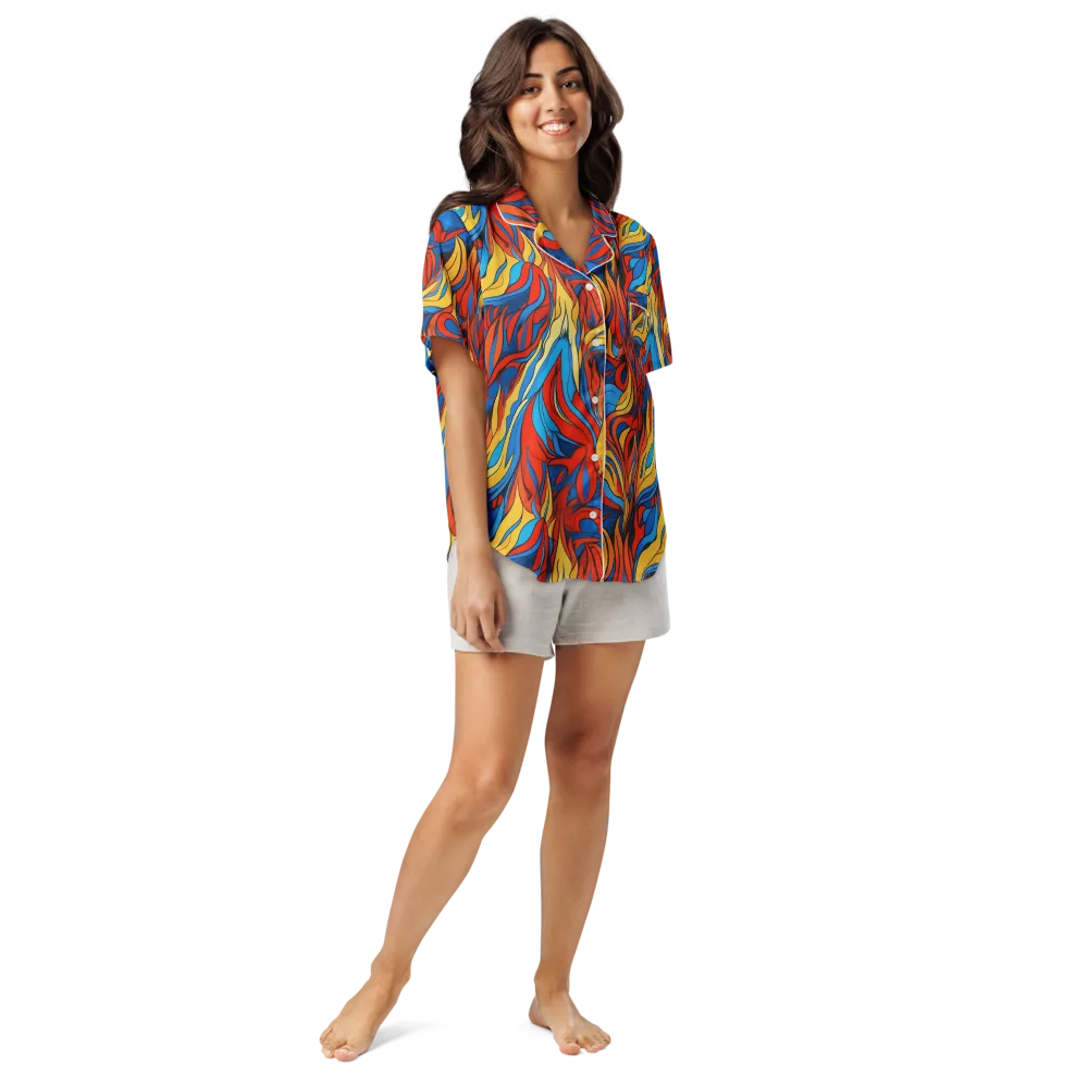 Ember Foliage on Women's Short Sleeve Pajama Top — Front