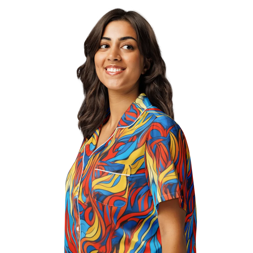 Ember Foliage on Women's Short Sleeve Pajama Top — Left Front
