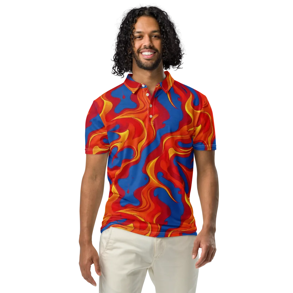 Firestorm Blue on Men's Slim Fit Polo Shirt — Front
