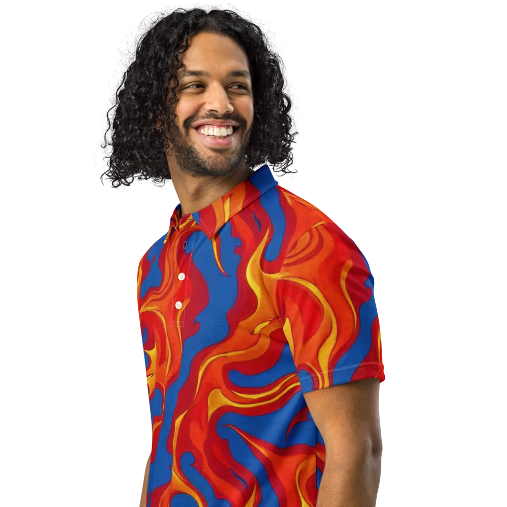 Firestorm Blue on Men's Slim Fit Polo Shirt — Left Front