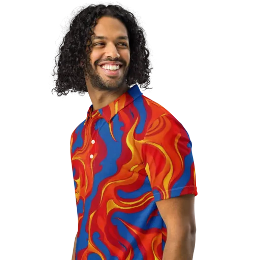 Firestorm Blue on a Men's Slim Fit Polo Shirt