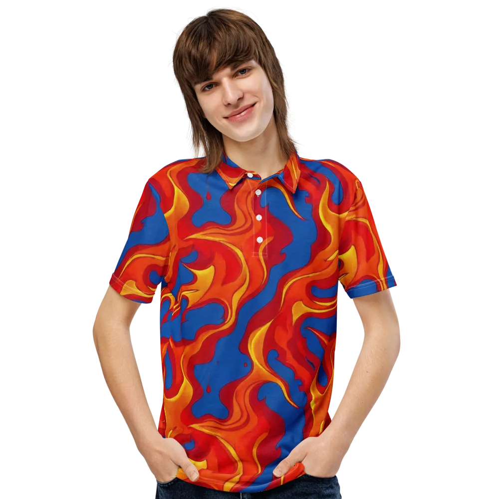 Firestorm Blue on Men's Slim Fit Polo Shirt — Front