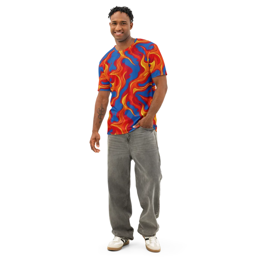 Firestorm Blue on Men's Cotton Crew Neck T-Shirt — Front