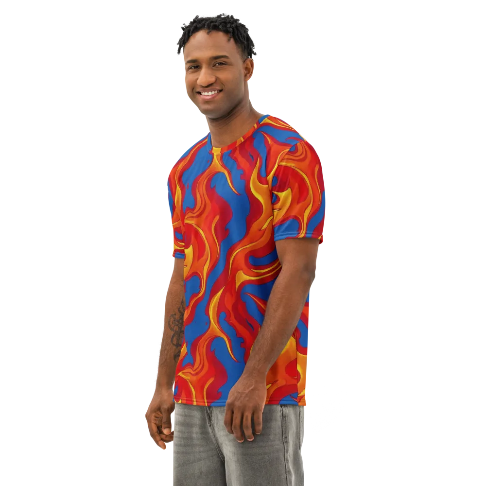Firestorm Blue on Men's Cotton Crew Neck T-Shirt — Left Front