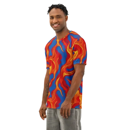 Firestorm Blue on a Men's Cotton Crew Neck T-Shirt