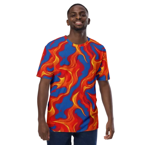 Firestorm Blue on a Men's Crew Neck T-Shirt