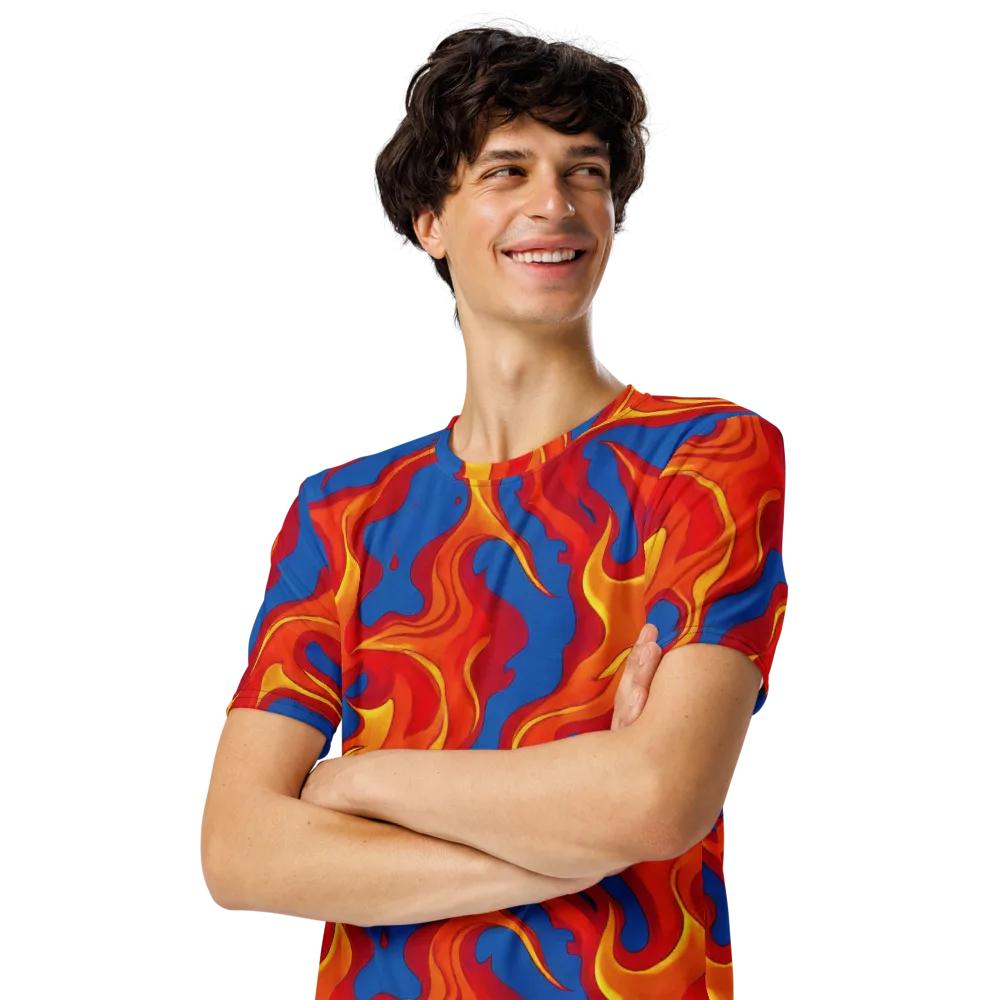 Firestorm Blue on Men's Crew Neck T-Shirt — Left Front