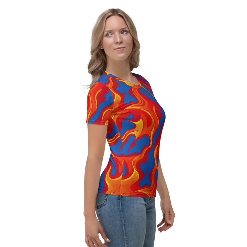 Firestorm Blue on Women's Crew Neck T-Shirt — Right