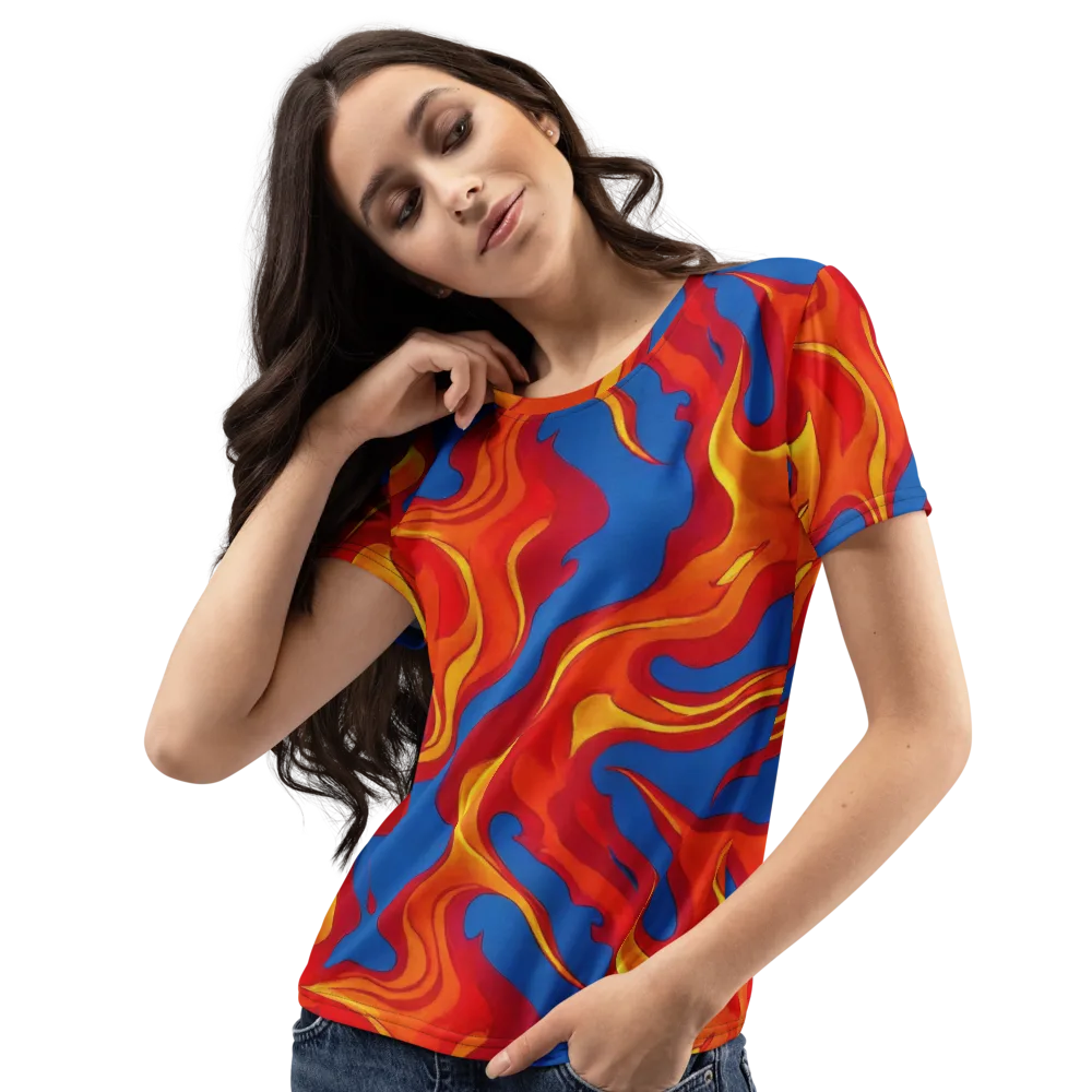 Firestorm Blue on Women's Crew Neck T-Shirt — Left Front