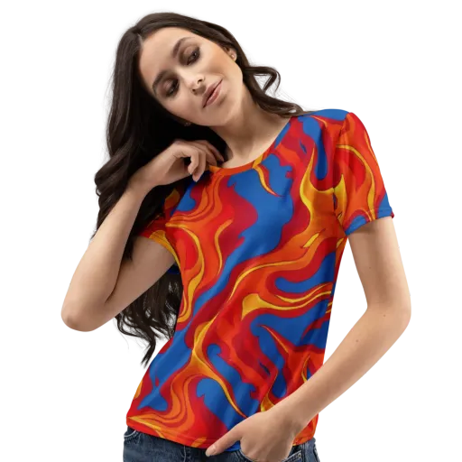 Firestorm Blue on a Women's Crew Neck T-Shirt