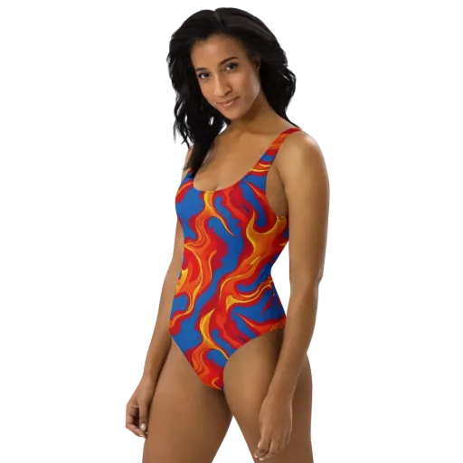 Firestorm Blue on a One-Piece Swimsuit