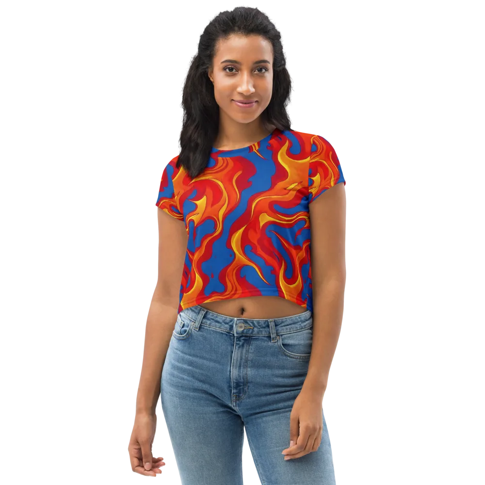 Firestorm Blue on Crop Tee — Front