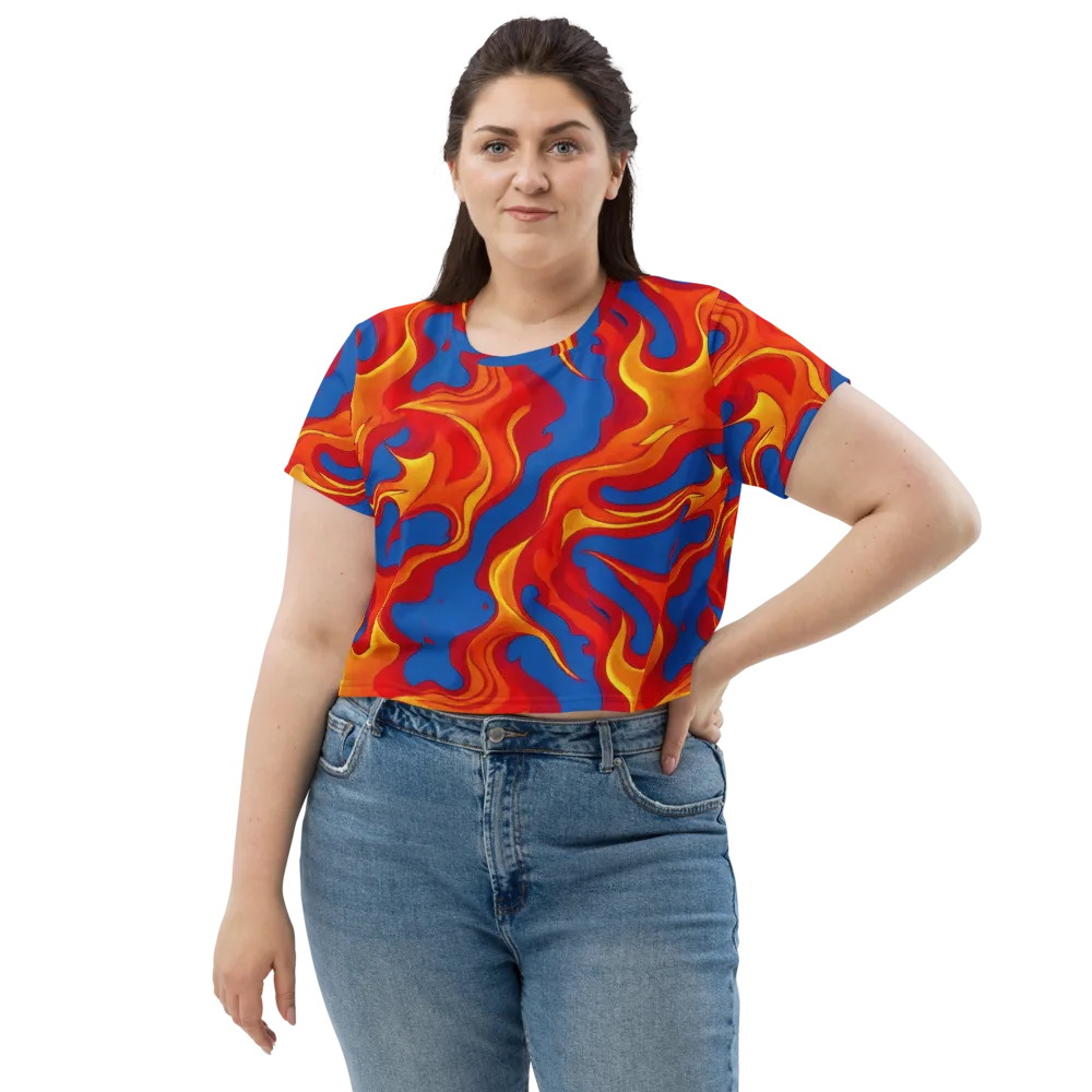 Firestorm Blue on Crop Tee — Front