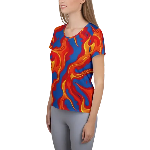 Firestorm Blue on a Women's Athletic T-Shirt