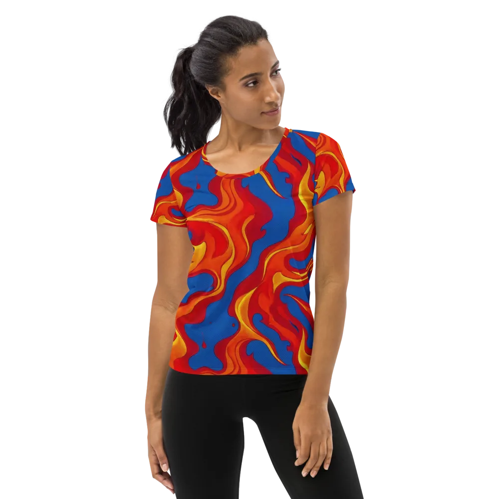 Firestorm Blue on Women's Athletic T-Shirt — Front