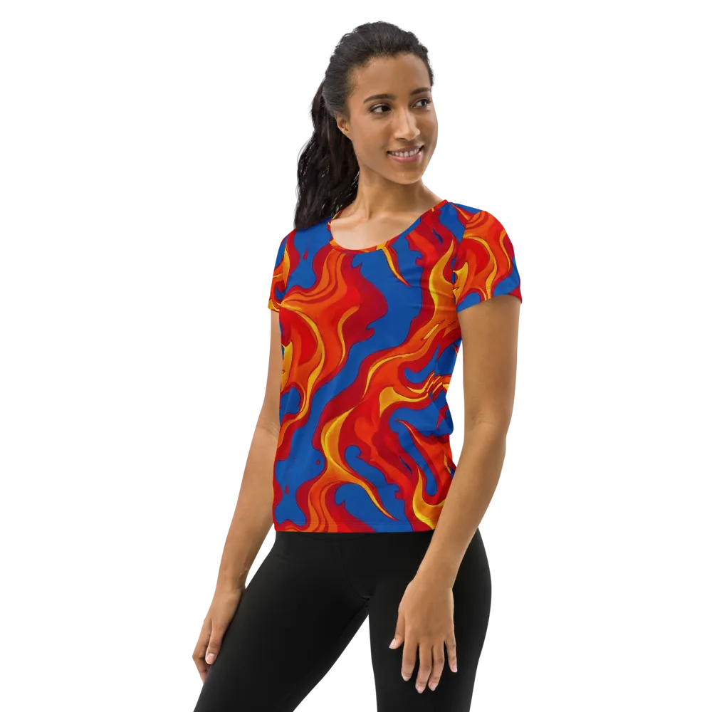 Firestorm Blue on Women's Athletic T-Shirt — Left