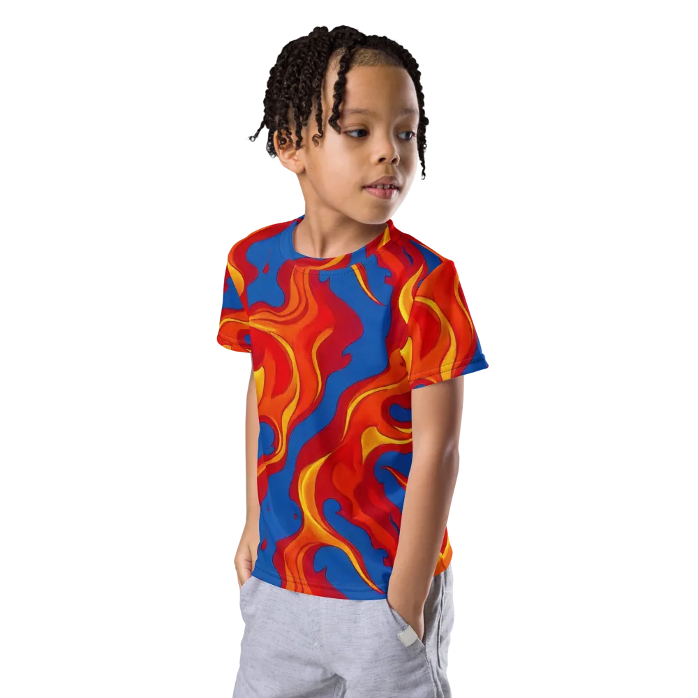 Firestorm Blue on Kids Crew Neck T-Shirt — Left Front
