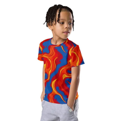 Firestorm Blue on a Kids Crew Neck T-Shirt