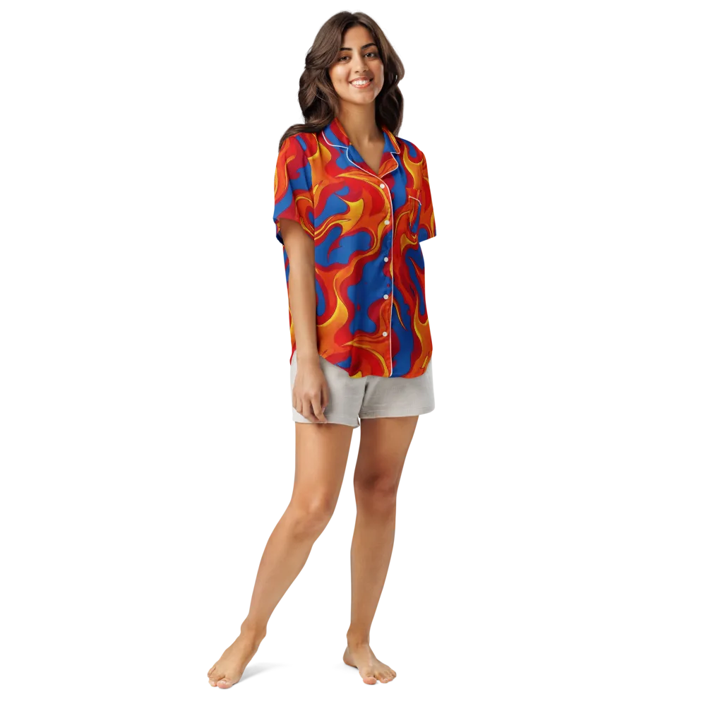 Firestorm Blue on Women's Short Sleeve Pajama Top — Front