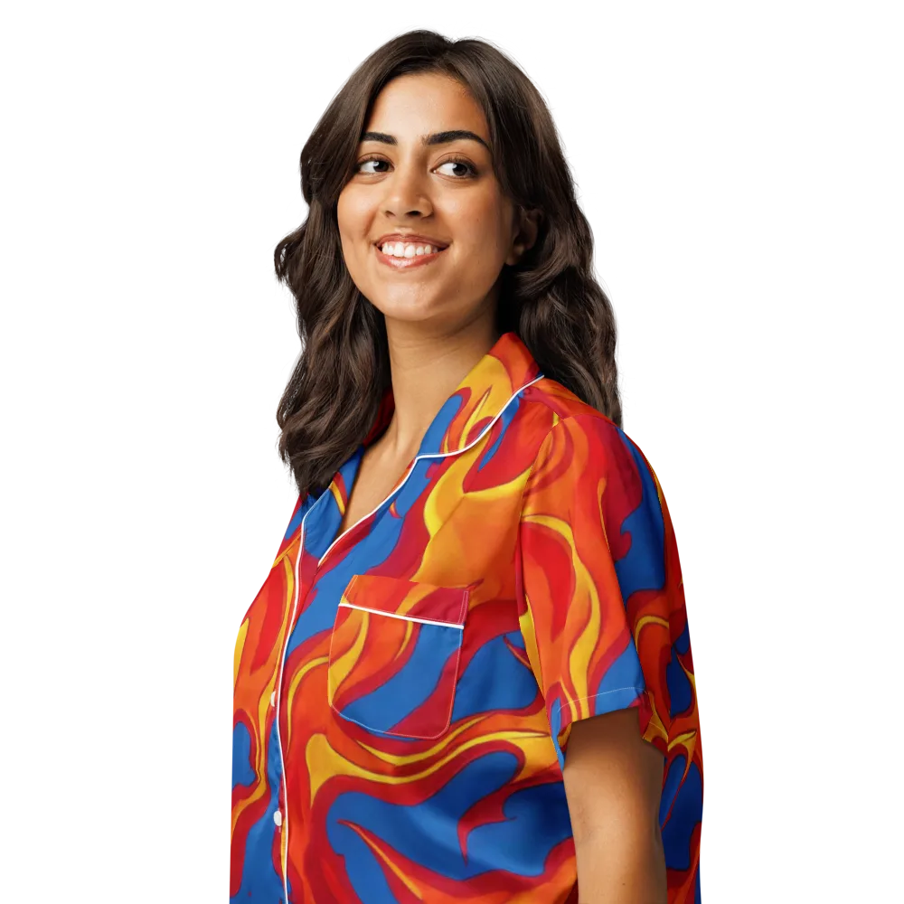 Firestorm Blue on Women's Short Sleeve Pajama Top — Left Front
