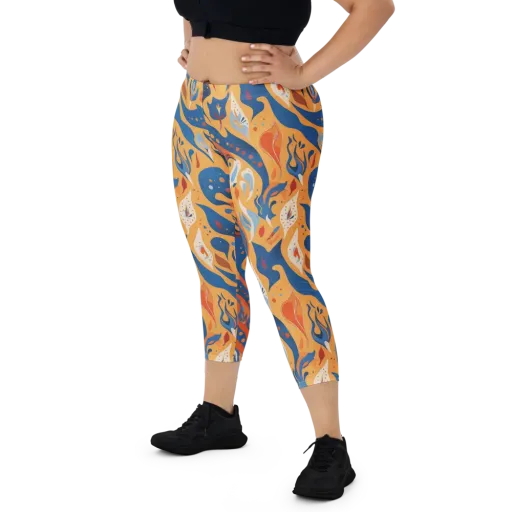 Solar Aviary on a Capri Leggings