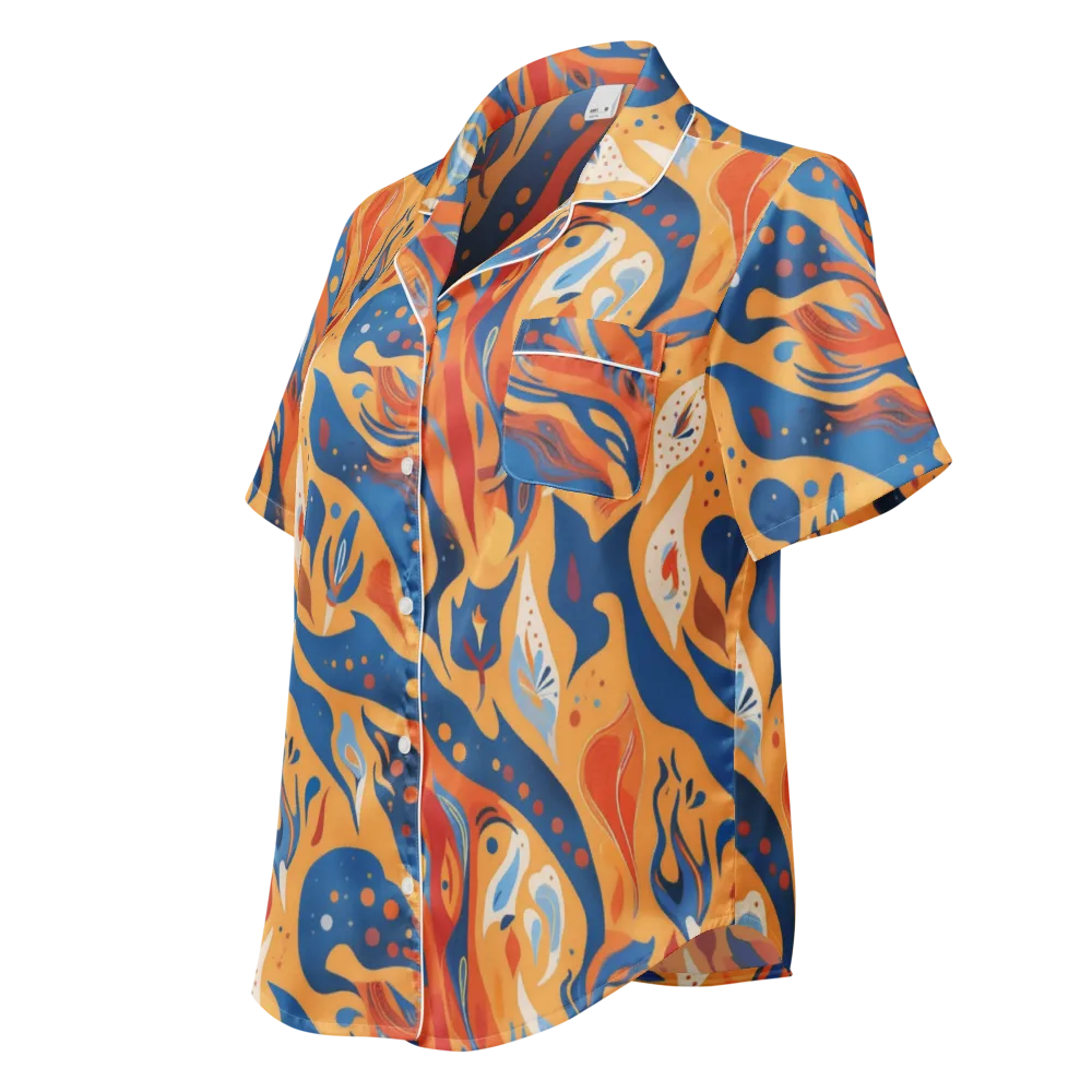 Solar Aviary on Women's Short Sleeve Pajama Top — Left Front
