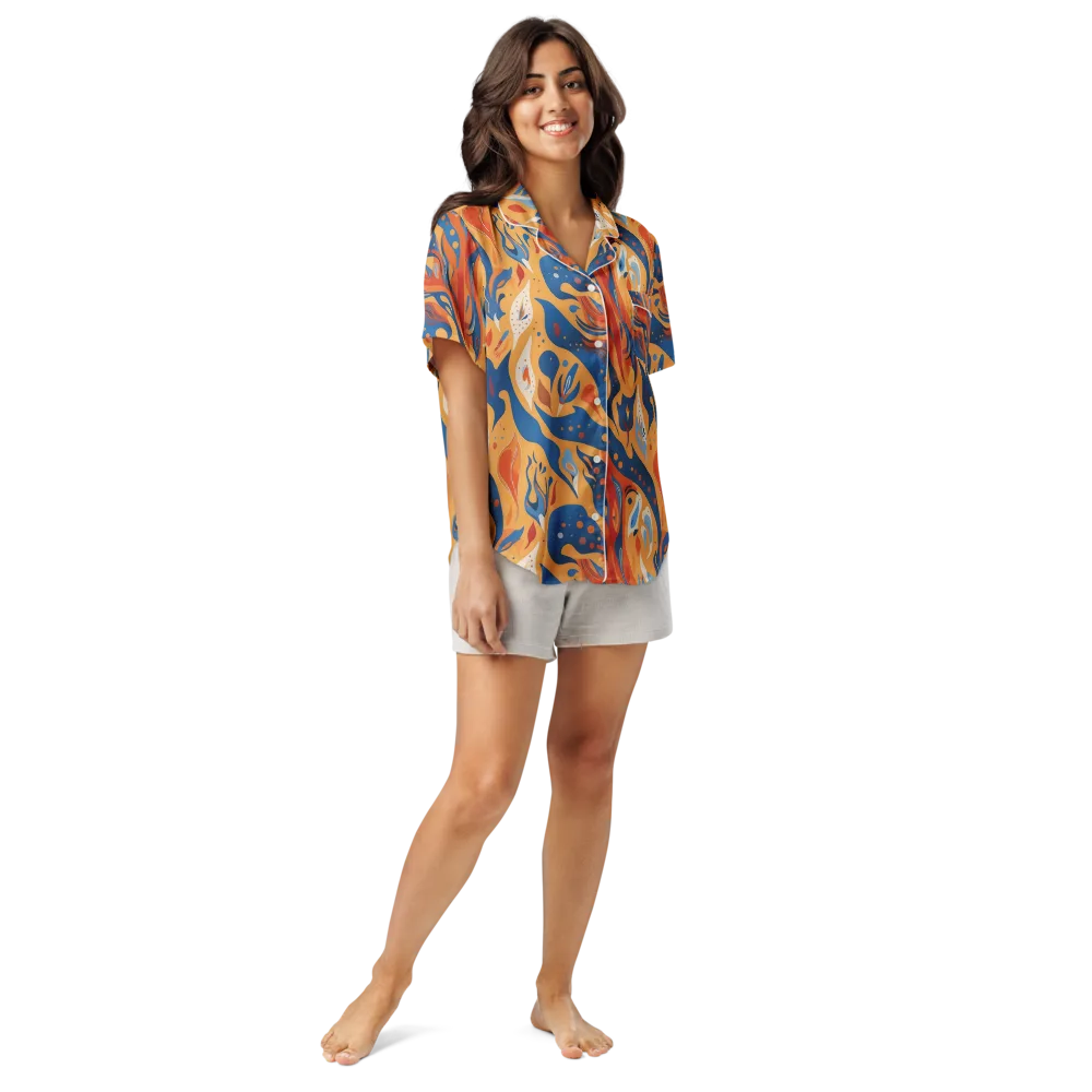 Solar Aviary on Women's Short Sleeve Pajama Top — Front
