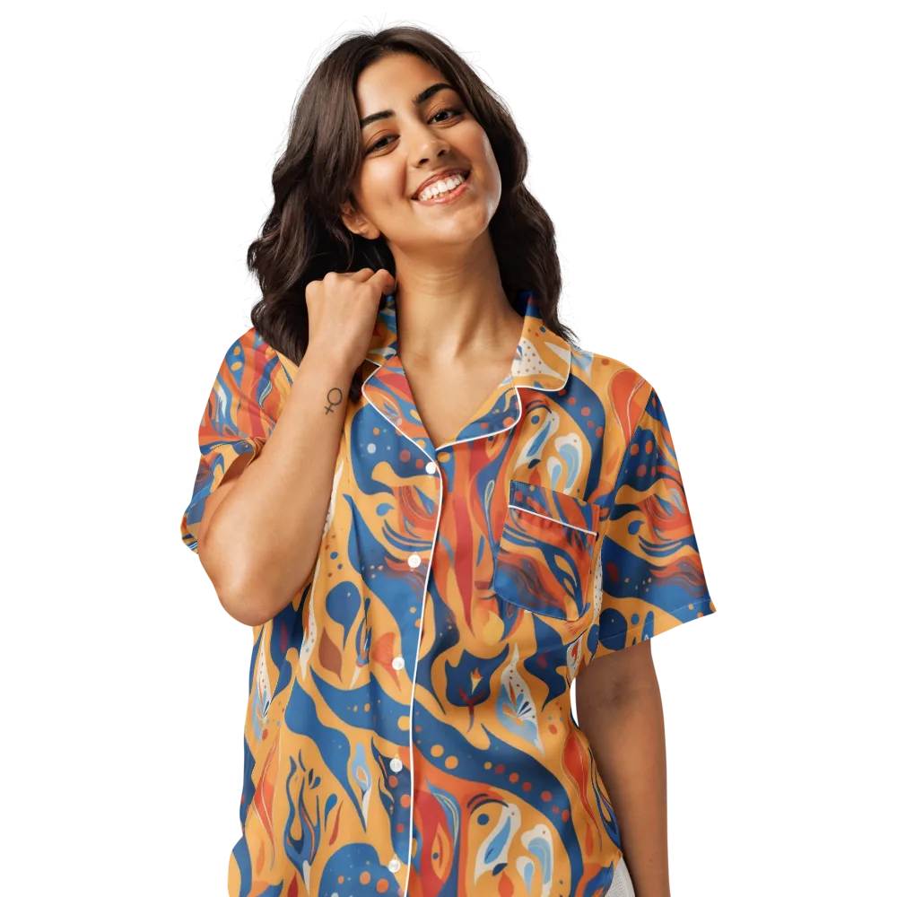 Solar Aviary on Women's Short Sleeve Pajama Top — Front