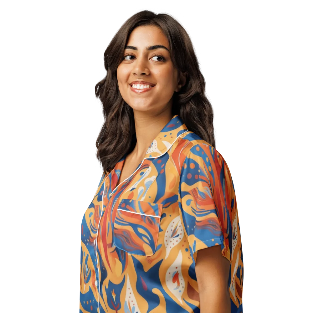 Solar Aviary on Women's Short Sleeve Pajama Top — Left Front