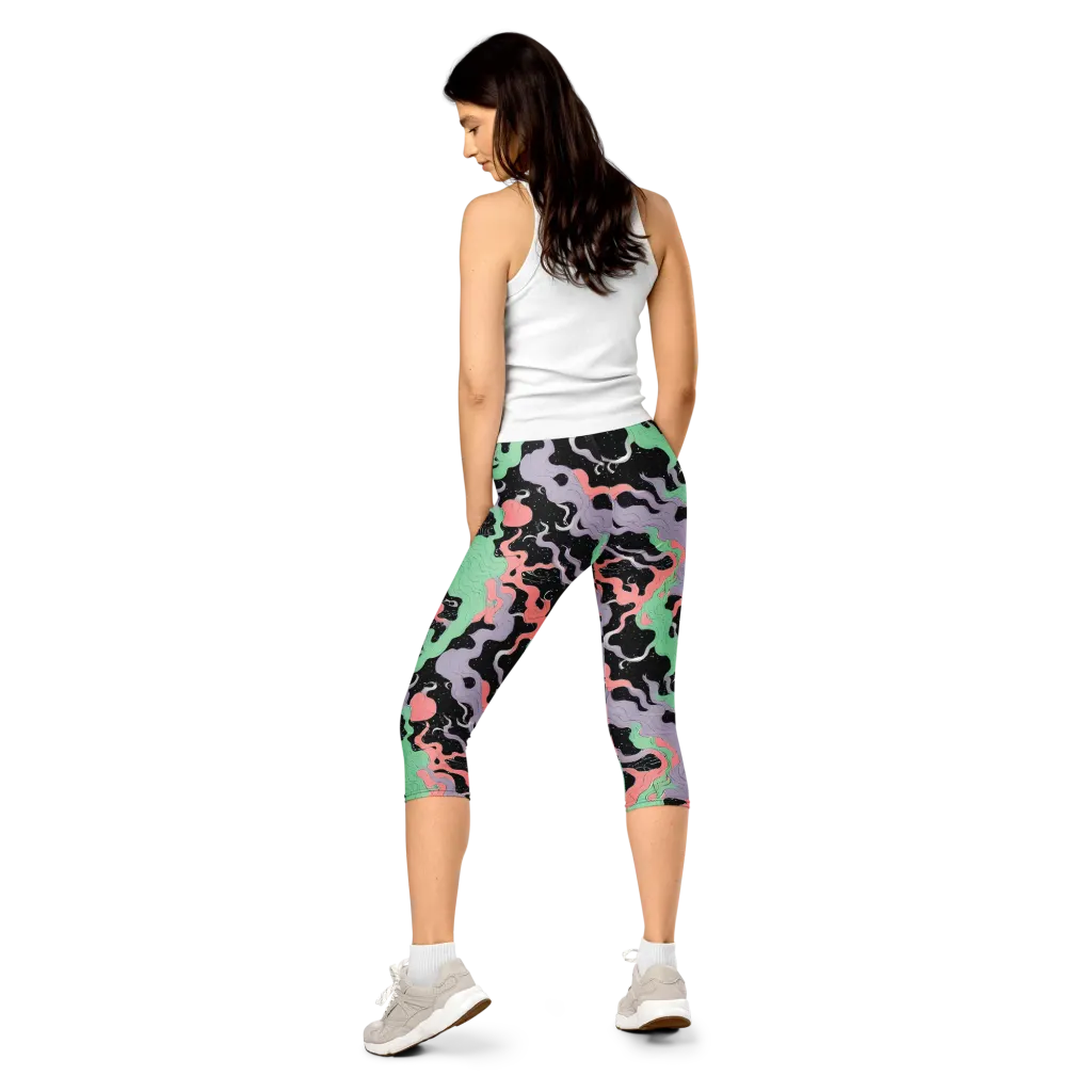 Pastel Eclipse on Capri Leggings — Back