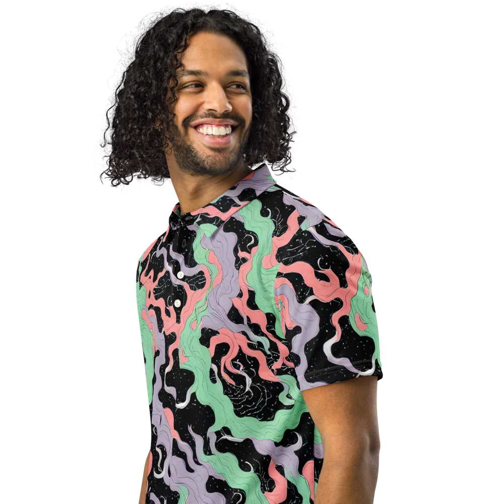 Pastel Eclipse on Men's Slim Fit Polo Shirt — Left Front