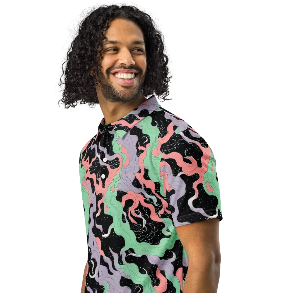 Pastel Eclipse on Men's Slim Fit Polo Shirt — Left Front