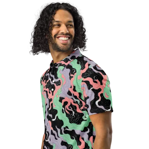 Pastel Eclipse on a Men's Slim Fit Polo Shirt