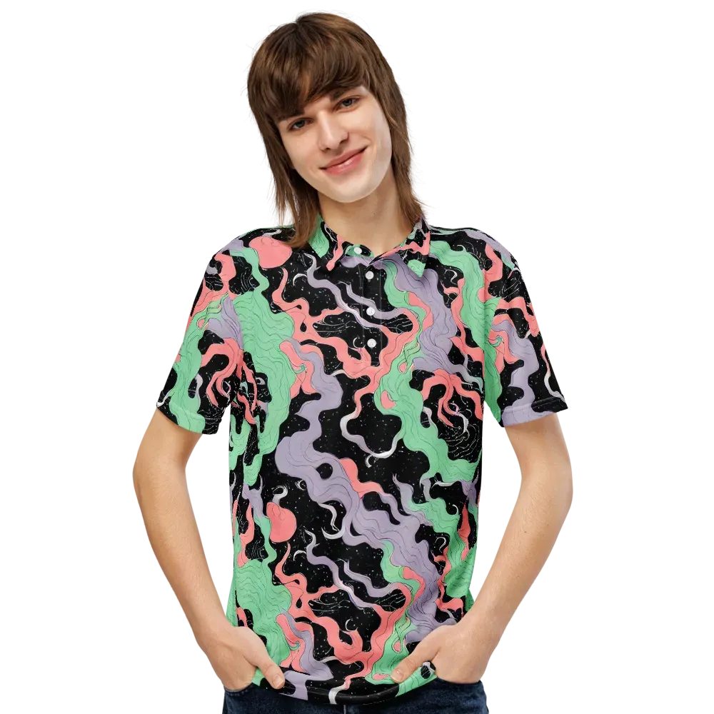 Pastel Eclipse on Men's Slim Fit Polo Shirt — Front