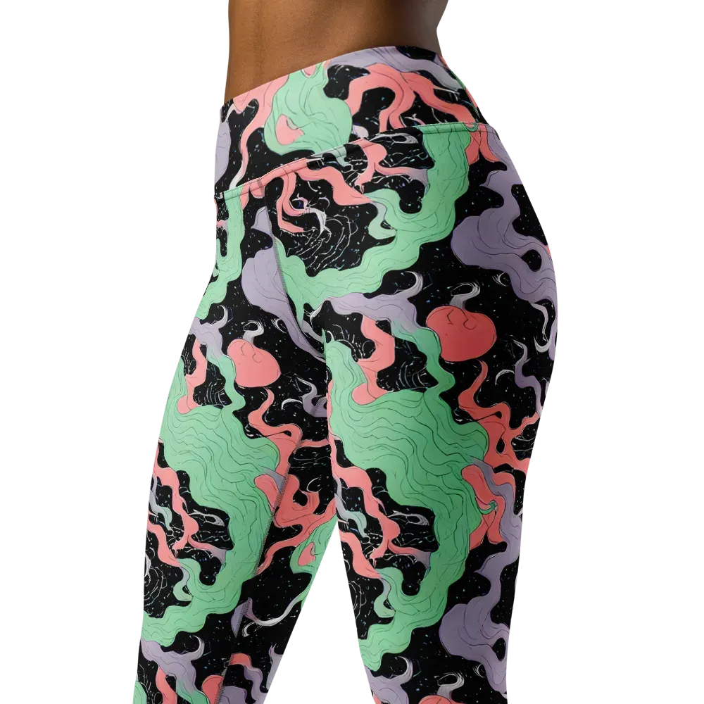 Pastel Eclipse on Yoga Leggings — Left Front