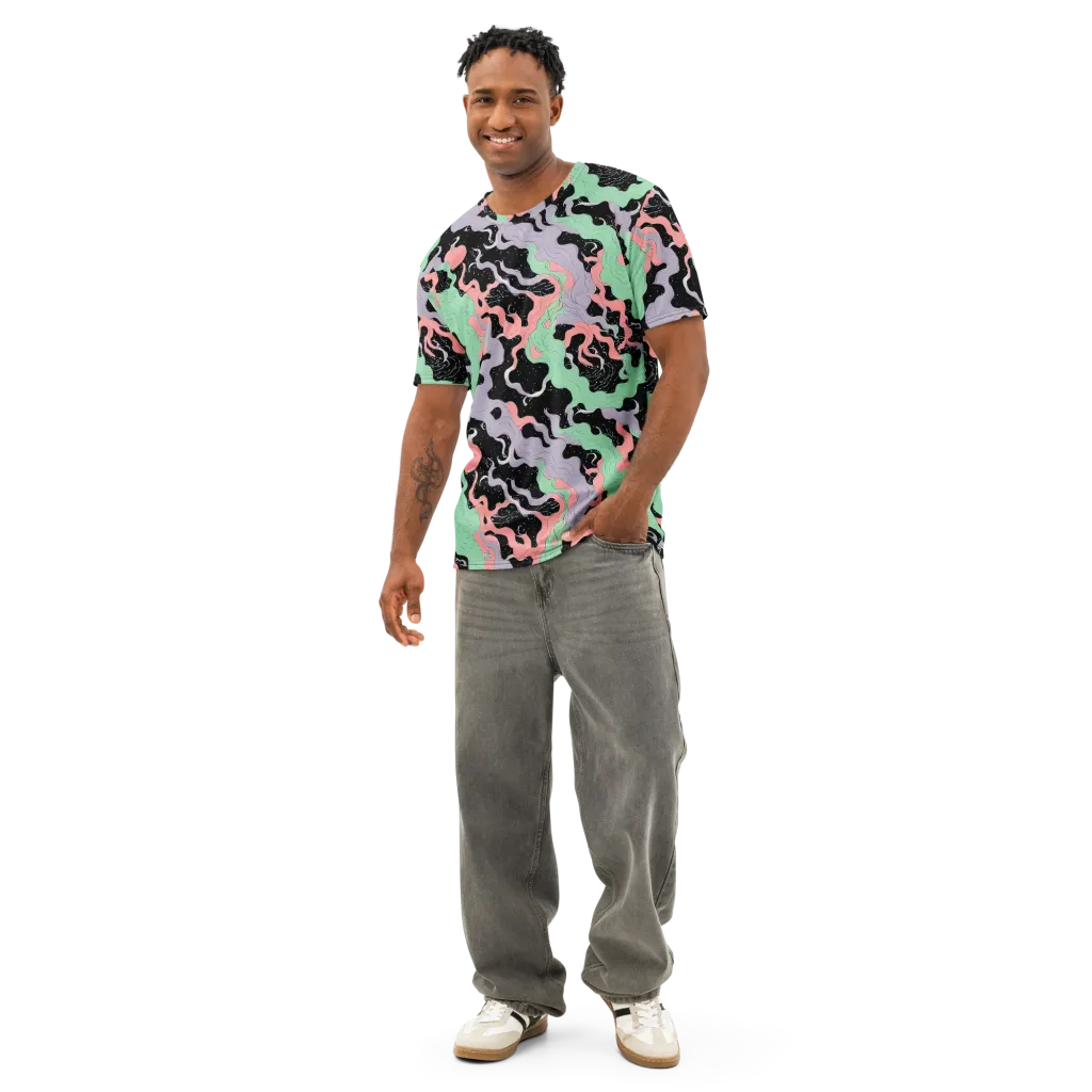 Pastel Eclipse on Men's Cotton Crew Neck T-Shirt — Front