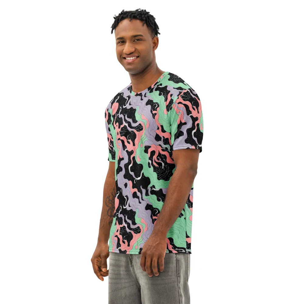 Pastel Eclipse on Men's Cotton Crew Neck T-Shirt — Left Front