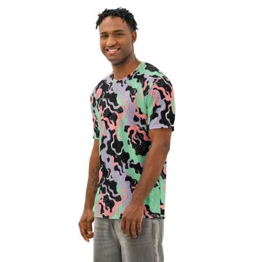 Pastel Eclipse on a Men's Cotton Crew Neck T-Shirt