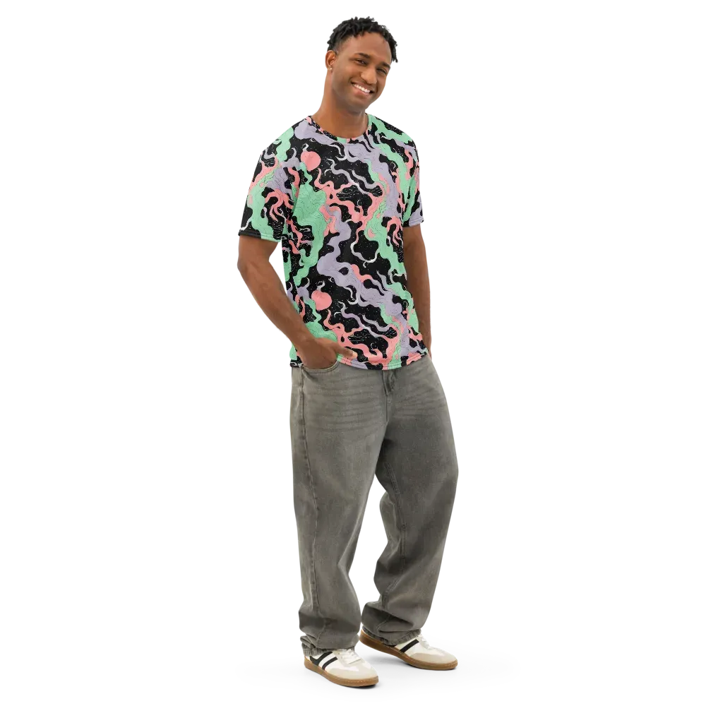 Pastel Eclipse on Men's Cotton Crew Neck T-Shirt — Right Front