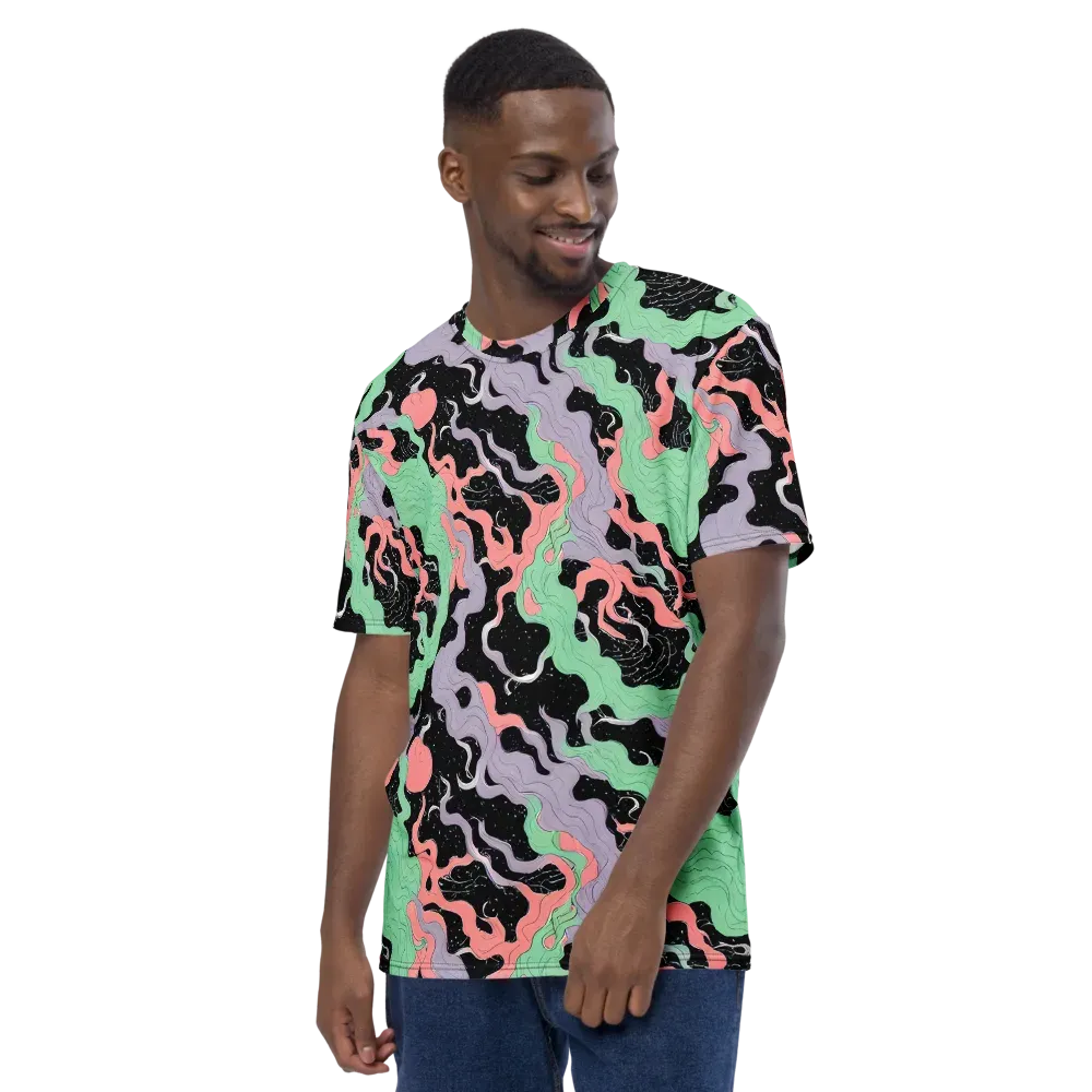 Pastel Eclipse on Men's Crew Neck T-Shirt — Left