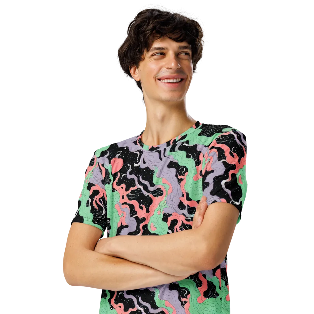 Pastel Eclipse on Men's Crew Neck T-Shirt — Left Front