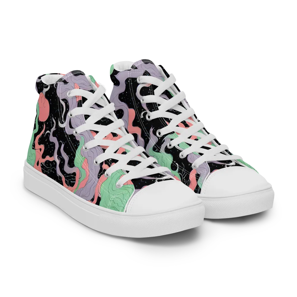 Pastel Eclipse on Men's High Top Canvas Shoes — Right Front